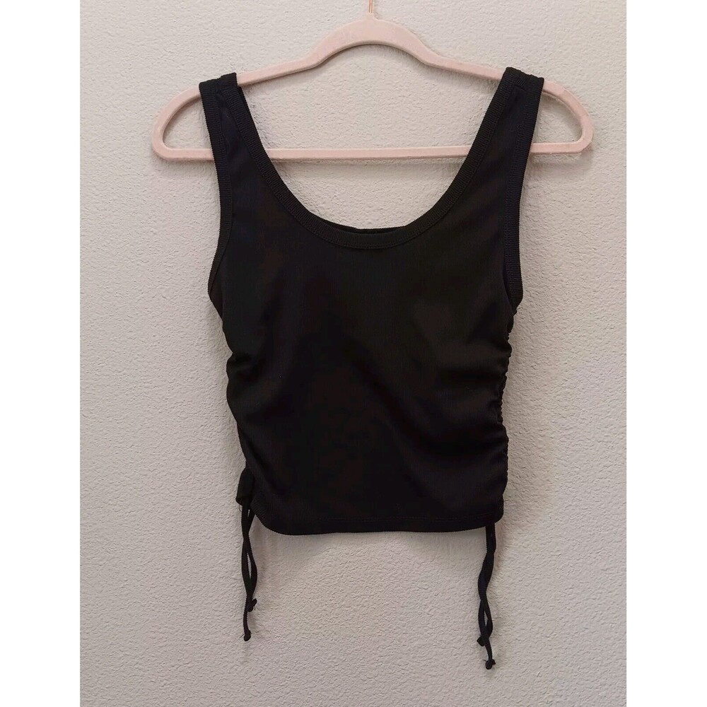 Eye Candy Tank Medium Ribbed Scoop Neck Adjustable Ties Black